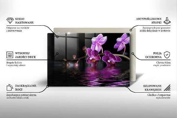 Skärbräda glas modern Orkidé vatten zen