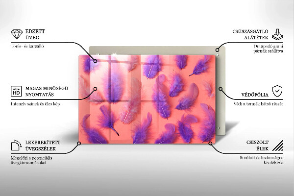 Skärbräda glas modern Fluffiga fjädrar