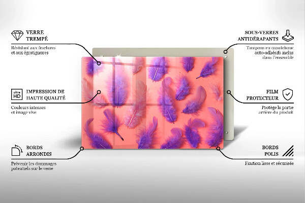 Skärbräda glas modern Fluffiga fjädrar