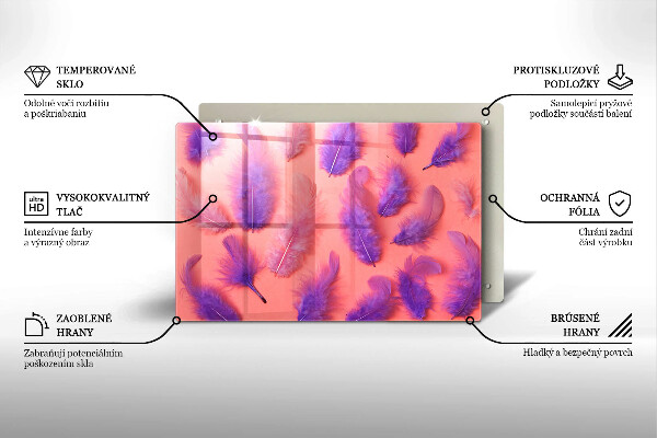 Skärbräda glas modern Fluffiga fjädrar