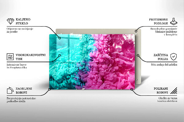 Skärbräda glas modern Turkos rosa rök