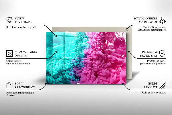 Skärbräda glas modern Turkos rosa rök