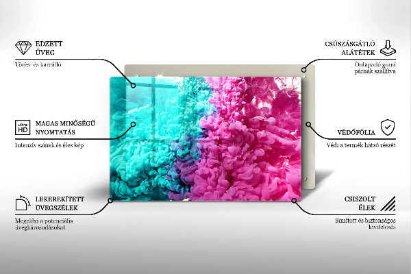 Skärbräda glas modern Turkos rosa rök