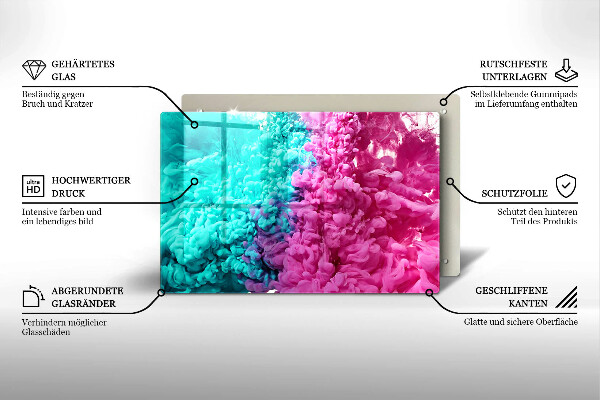 Skärbräda glas modern Turkos rosa rök