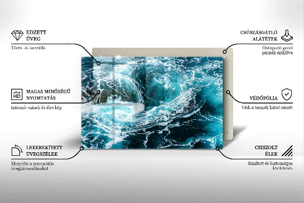 Skärbräda glas modern Skummande vattenvågor