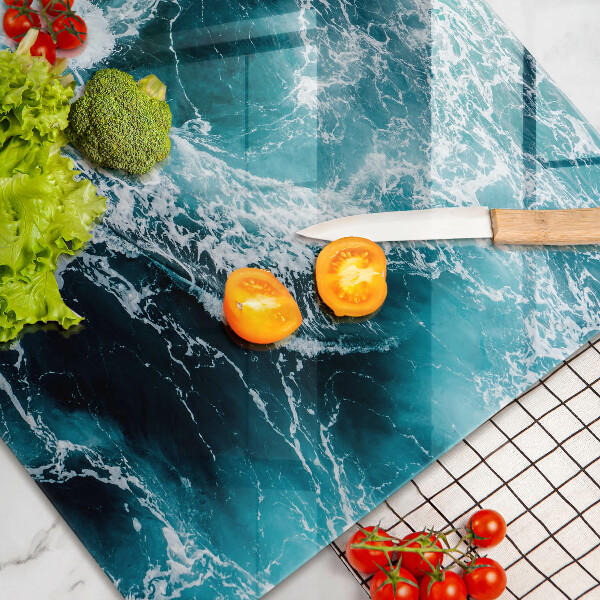 Skärbräda glas modern Skummande vattenvågor