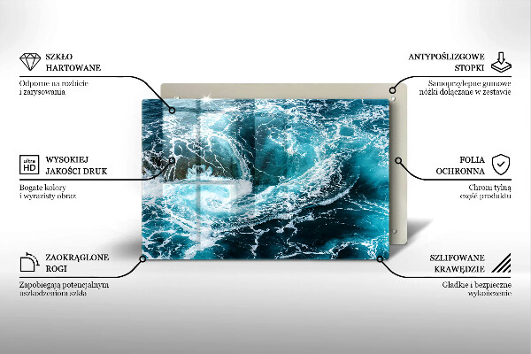 Skärbräda glas modern Skummande vattenvågor
