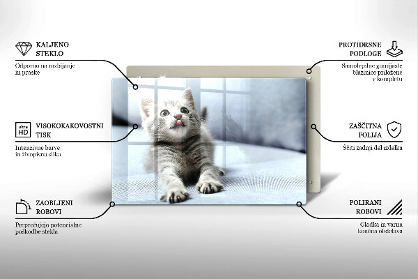 Skärbräda glas modern Liten söt kattunge