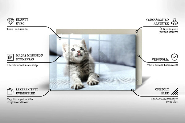 Skärbräda glas modern Liten söt kattunge