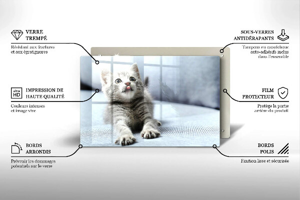 Skärbräda glas modern Liten söt kattunge