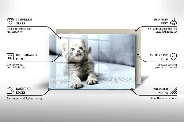 Skärbräda glas modern Liten söt kattunge