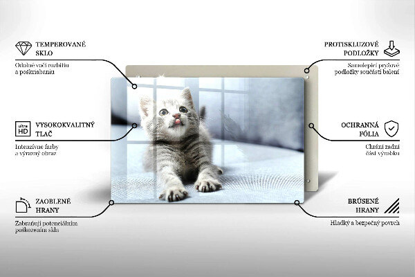 Skärbräda glas modern Liten söt kattunge