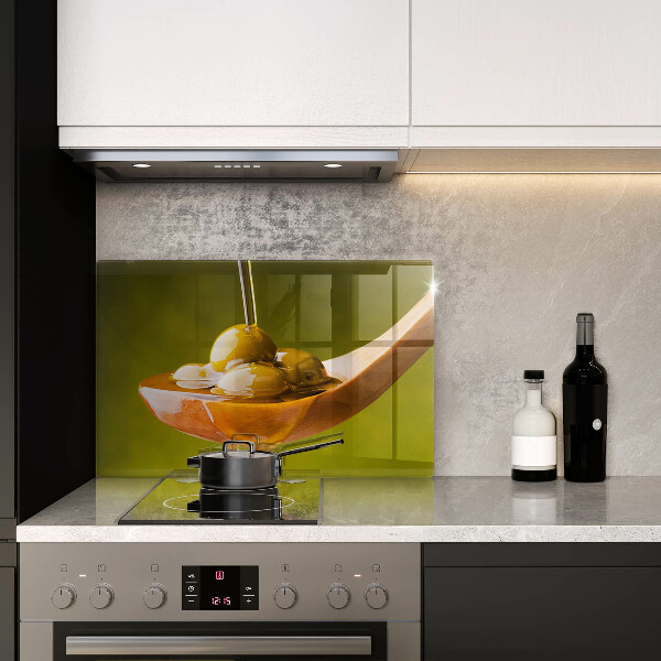 Skärbräda glas modern Olivolja och oliver