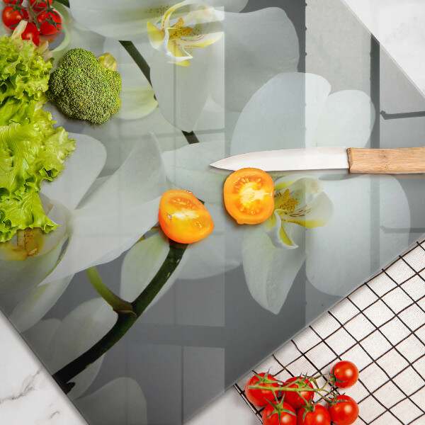 Skärbräda glas modern Blommor vit orkidé