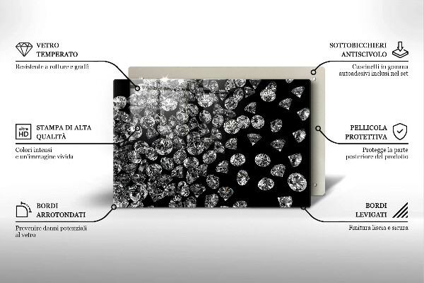 Skärbräda glas modern Briljanta diamanter