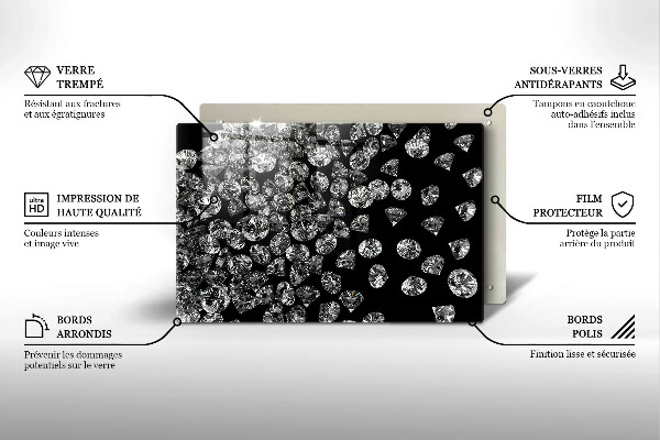 Skärbräda glas modern Briljanta diamanter