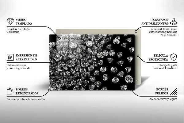 Skärbräda glas modern Briljanta diamanter