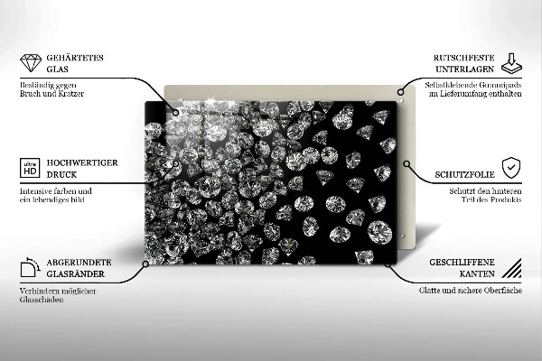 Skärbräda glas modern Briljanta diamanter