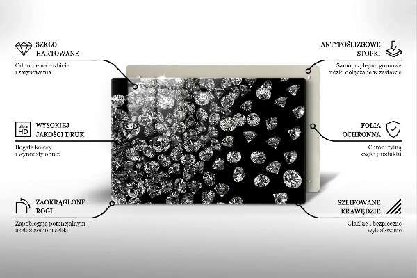Skärbräda glas modern Briljanta diamanter