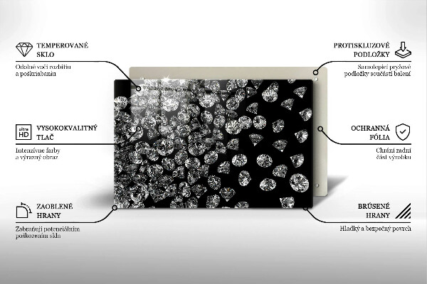 Skärbräda glas modern Briljanta diamanter