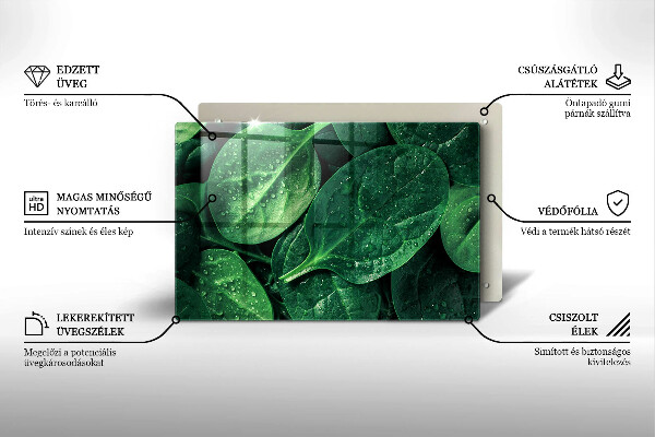 Skärbräda glas modern Basilikablad