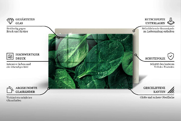 Skärbräda glas modern Basilikablad