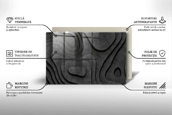 Skärbräda glas modern 3D stenformer