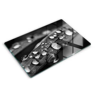 Skärbräda glas modern Daggdroppar på löv