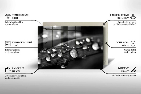 Skärbräda glas modern Daggdroppar på löv
