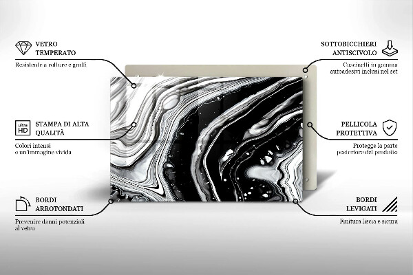Skärbräda glas modern Bläckabstraktion
