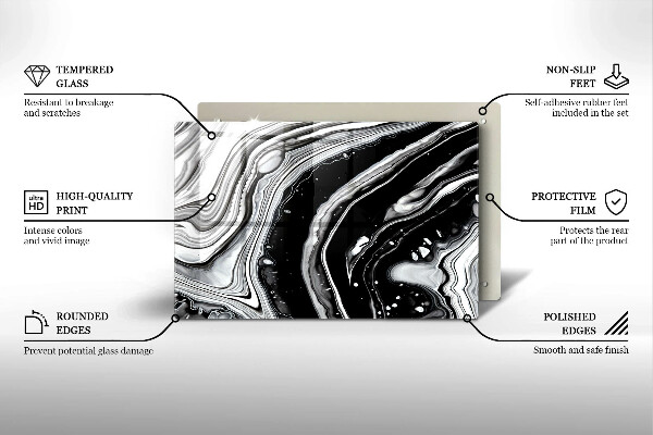 Skärbräda glas modern Bläckabstraktion