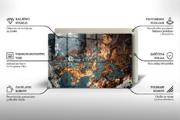 Skärbräda glas modern Gyllene stenstruktur