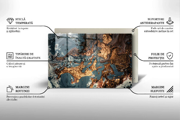 Skärbräda glas modern Gyllene stenstruktur