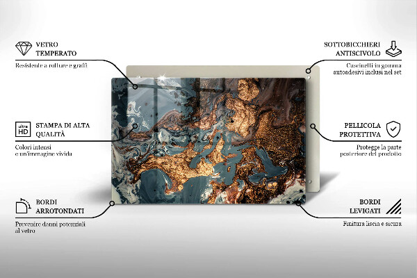 Skärbräda glas modern Gyllene stenstruktur