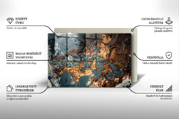 Skärbräda glas modern Gyllene stenstruktur