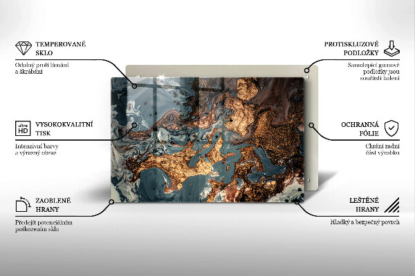 Skärbräda glas modern Gyllene stenstruktur