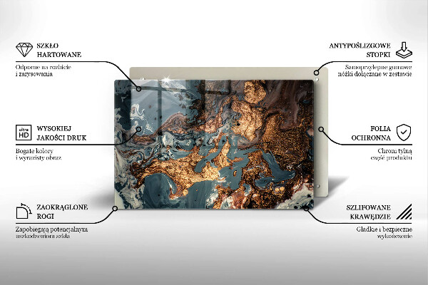 Skärbräda glas modern Gyllene stenstruktur