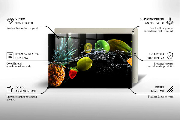 Skärbräda glas modern Frukt i vatten