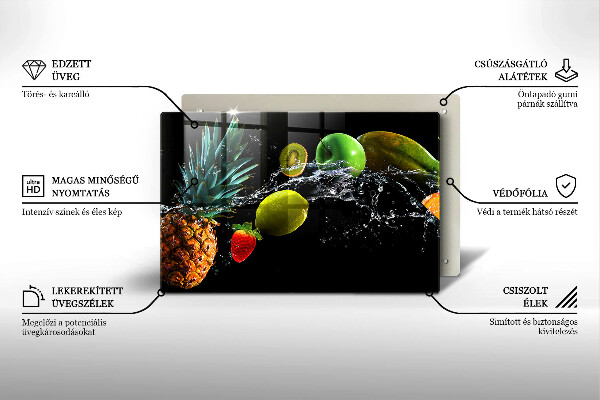Skärbräda glas modern Frukt i vatten