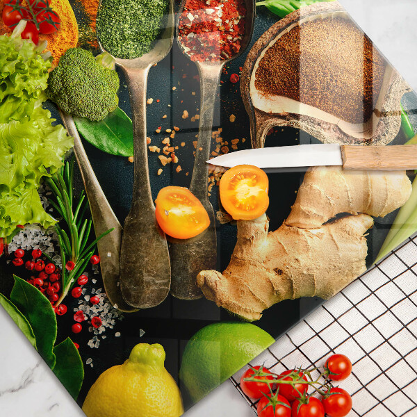 Skärbräda glas modern Köks kryddor skedar