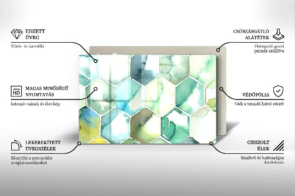 Skärbräda glas modern Akvarell hexagoner