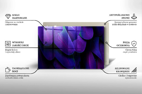 Skärbräda glas modern Neon fjädrar