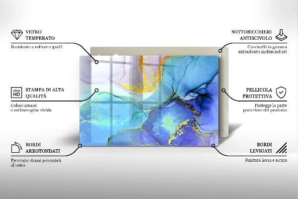 Skärbräda glas modern Sprucket stenguld
