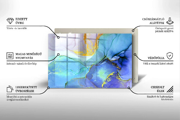 Skärbräda glas modern Sprucket stenguld