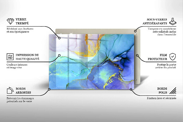 Skärbräda glas modern Sprucket stenguld