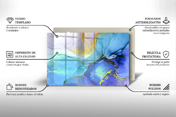 Skärbräda glas modern Sprucket stenguld