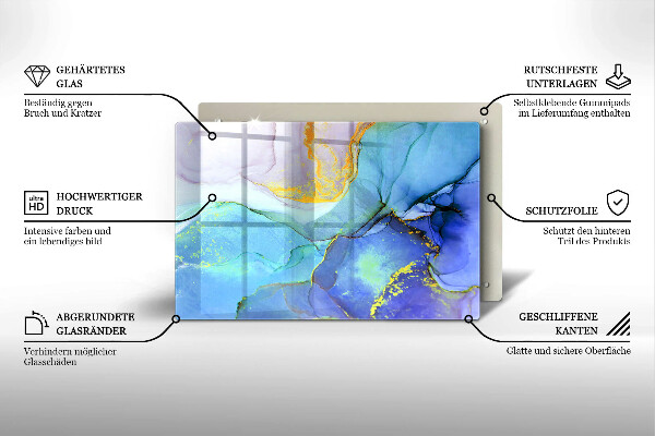 Skärbräda glas modern Sprucket stenguld