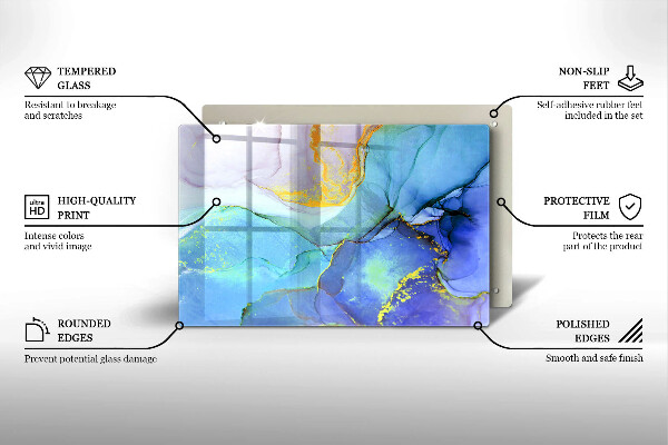 Skärbräda glas modern Sprucket stenguld