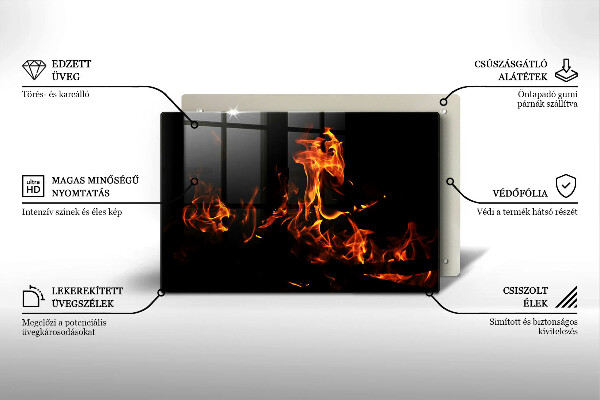 Skärbräda glas modern Eld, levande låga