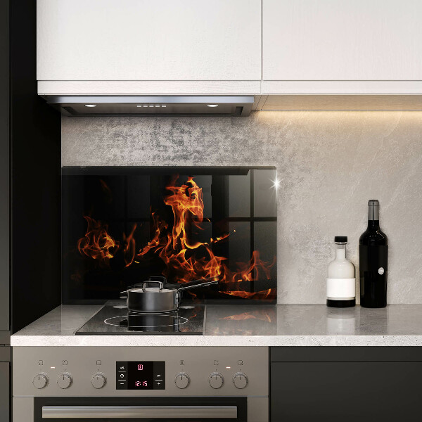 Skärbräda glas modern Eld, levande låga